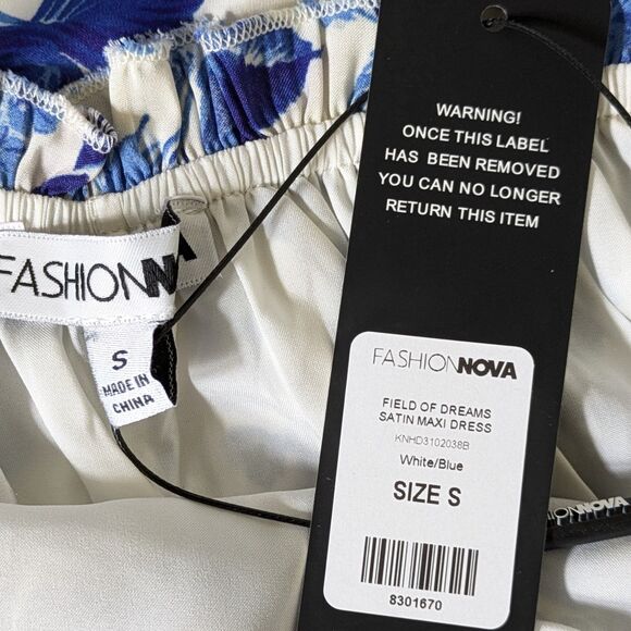 Fashion Nova Field of Dreams Satin Maxi Dress Size S NWT Romantic Coquette - Picture 10 of 12